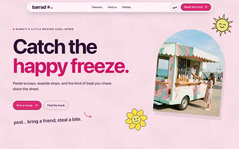 Home page of Barrad, a site made with Onpage.ai